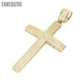 14K Gold CZ Big Cross Pendant Necklace