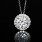 AGI Certified Lab-Grown Diamond Halo Pendant Necklace in 14kt White Gold – 1 CTW or 2 CTW