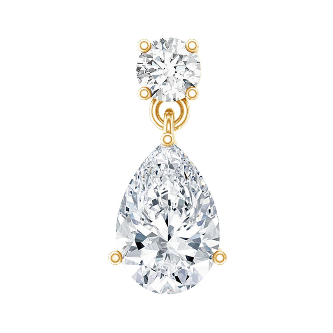 Pear and Round Cut Diamond Stud Drop Helix Earring