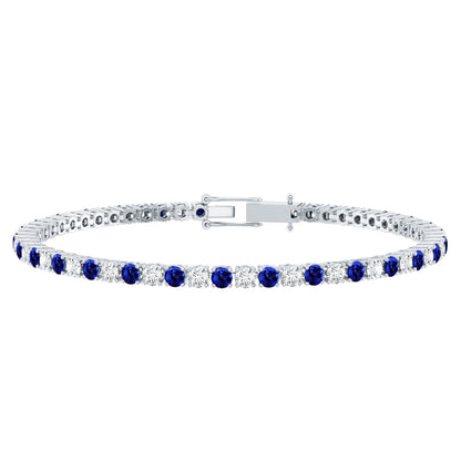 Certified Lab Grown Diamond and Sapphire Wedding Tennis Bracelet