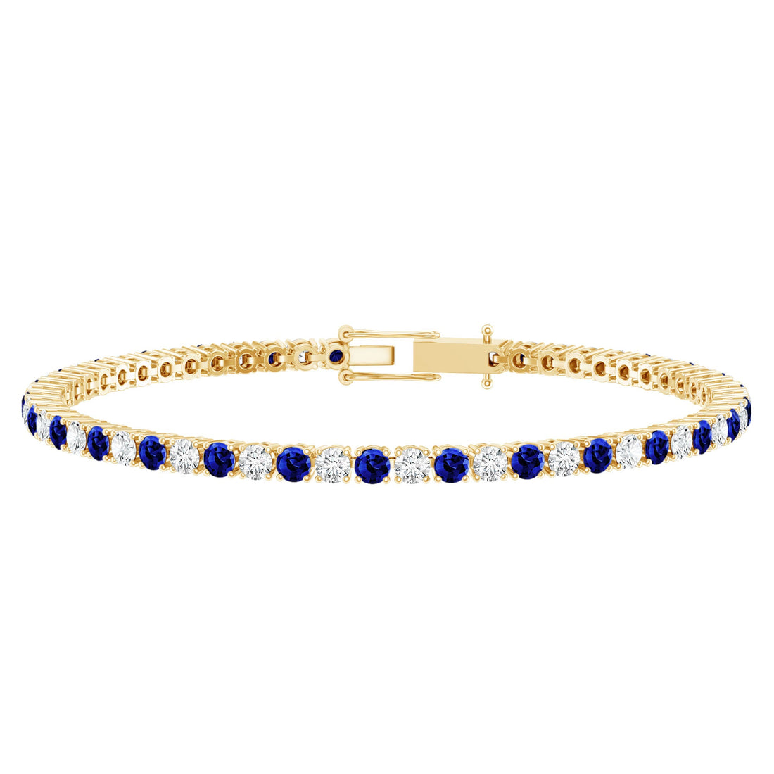 Certified Lab Grown Diamond and Sapphire Wedding Tennis Bracelet