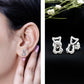 Certified Diamond Cat Stud Earrings