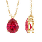3 Carat Pear Cut Lab Grown Ruby Solitaire Pendant Necklace