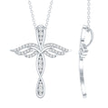 Certified Lab Grown Diamond Prong Set Cross Angel Necklace