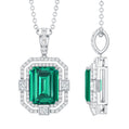 Octagon Cut Lab Created Emerald Vintage Necklace With Chain
