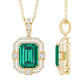 Octagon Cut Lab Created Emerald Vintage Necklace With Chain