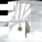 Octagon Cut Lab Created Emerald Vintage Necklace With Chain