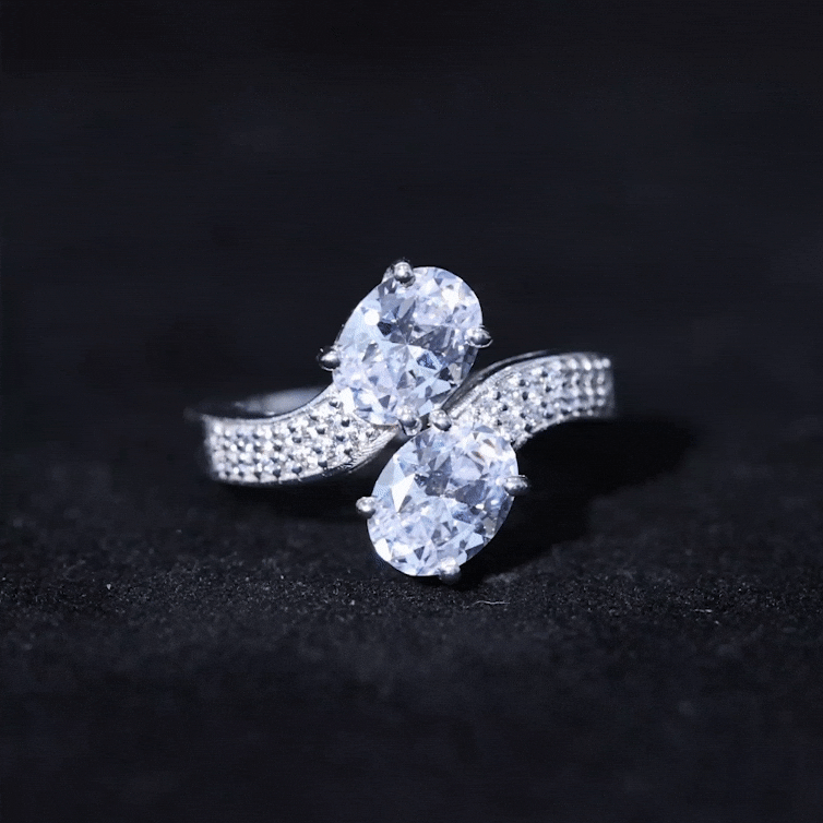 Certified Lab Grown Diamond Designer 2 Stone Engagement Ring