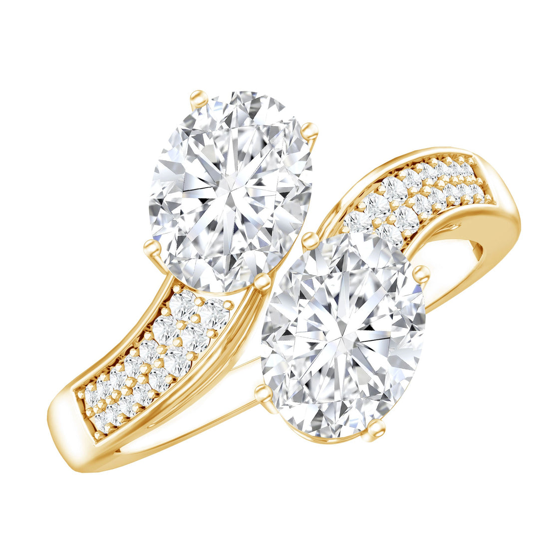 Certified Lab Grown Diamond Designer 2 Stone Engagement Ring