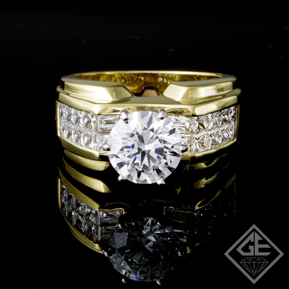 14K Yellow Gold Ring Band Men's Diamond Round Mens - Walmart.com